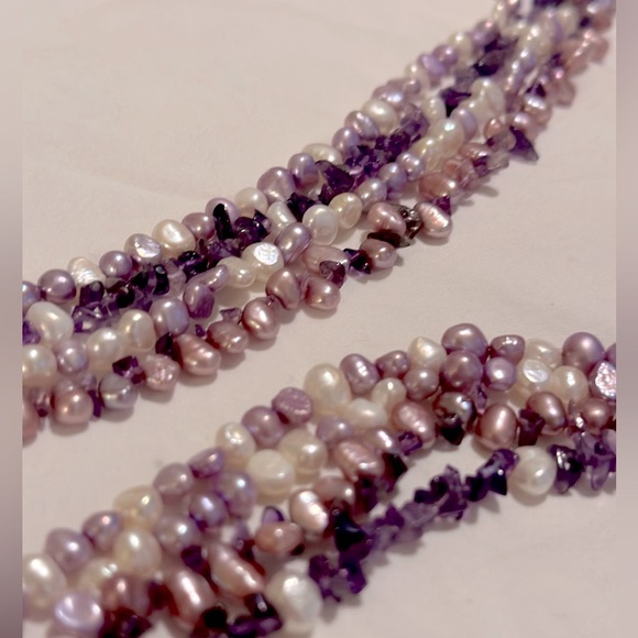 Ross-Simons Genuine Amethyst Freshwater Pearl 4 Strand Necklace Bracelet Set 10k - Picture 5 of 7